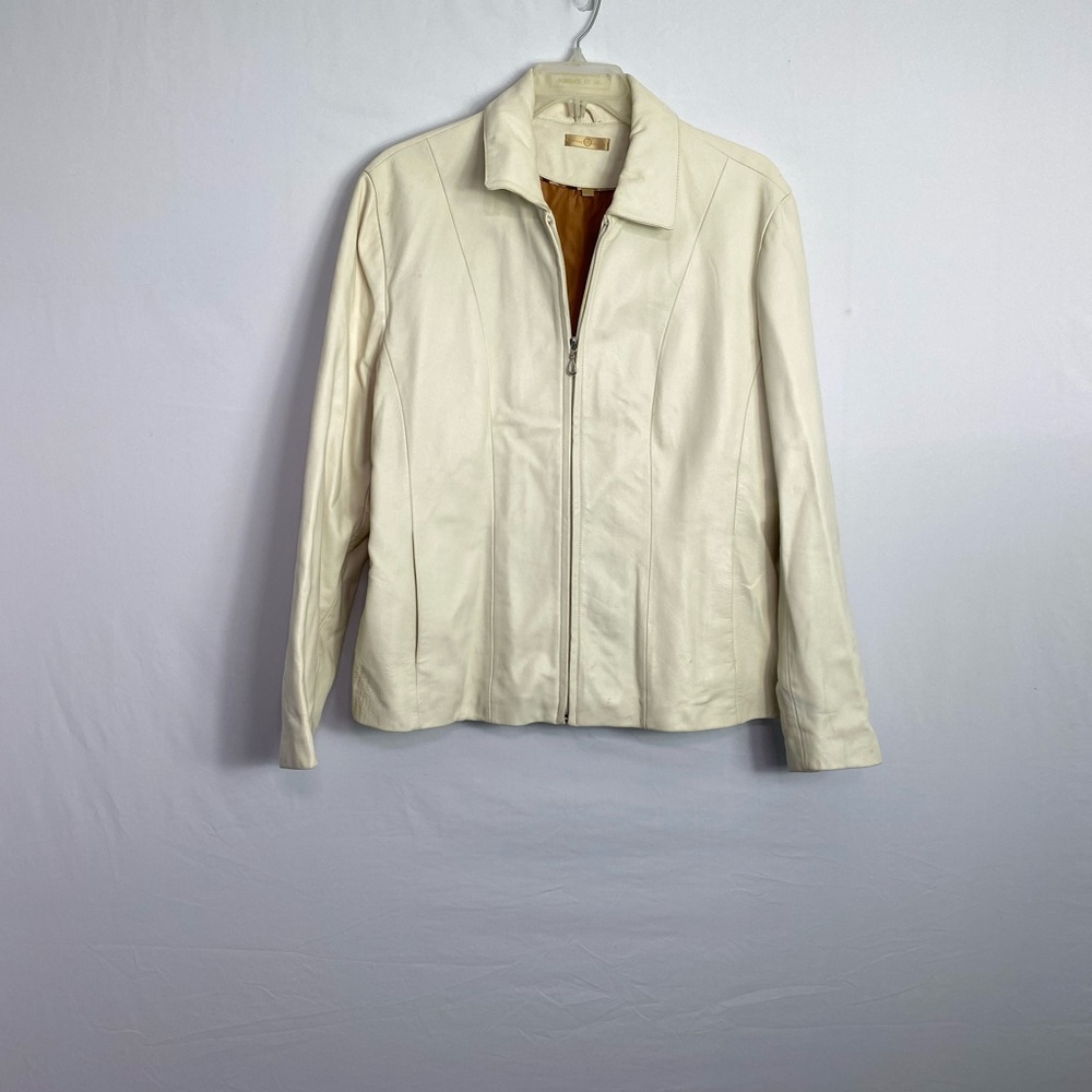 Cream Leather Jacket